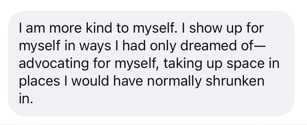 A Freedom student describes being more kind to themselves and showing up for themselves in ways they had only dreamed of