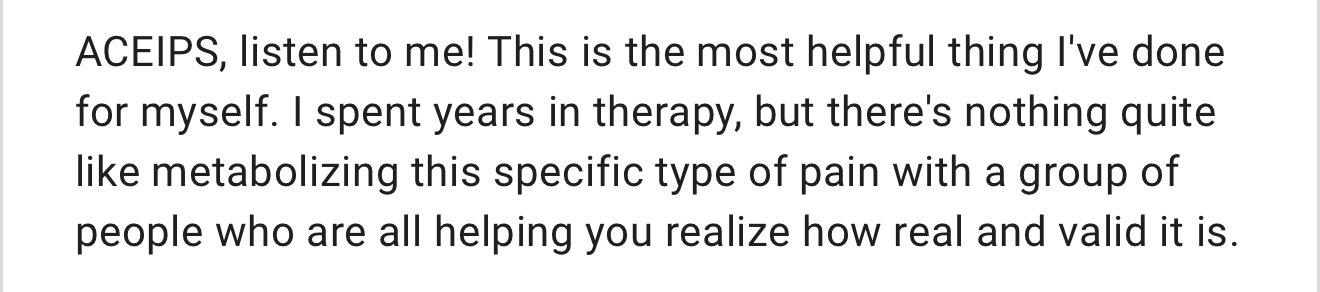 A Freedom participant calls the program the most helpful thing they've done for themselves, more than years of therapy